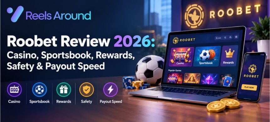 Roobet crypto casino and sportsbook homepage on a mobile browser
